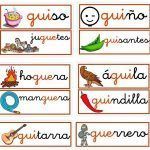 Palabras con gue y gui Relación de palabras que llevan gue o gui tanto al principio como en medio y al final de las mismas. Se dirige especialmente a los niños para enriquecer el vocabulario y la escritura.